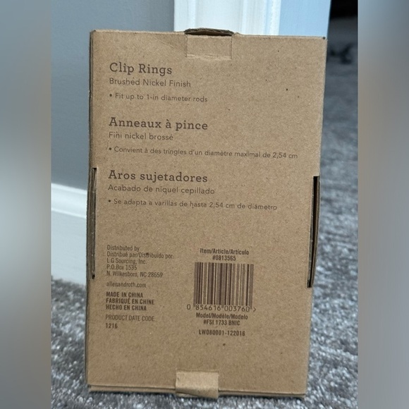 🆕 NWT Allen + Roth Curtain Rings Clips Circles. Brushed Nickel. Set of 10 - Picture 2 of 3